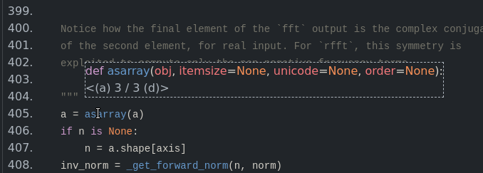 numpy asarray suggestion tooltip